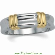 14K Yellow White Gold Gents Two Tone Duo Bands