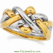 14K Yellow White Gold Gents Two Tone Puzzle Ring