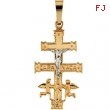 14K Yellow White Gold Two Tone Cara Vaca Cross Pendant