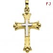 14K Yellow White Gold Two Tone Cross Pendant