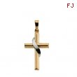 14K Yellow White Gold Two Tone Cross Pendant