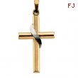 14K Yellow White Gold Two Tone Cross Pendant