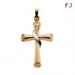 14K Yellow White Gold Two Tone Cross Pendant