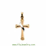 14K Yellow White Gold Two Tone Cross Pendant