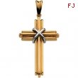 14K Yellow White Gold Two Tone Cross Pendant