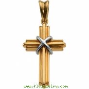 14K Yellow White Gold Two-tone Cross Pendant