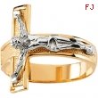 14K Yellow White Gold Two Tone Gents Crucifix Ring