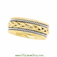 14K Yellow White Gold Two Tone Hand Woven Band