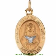 14K Yellow White Gold Two Tone Mary Of Holy Spirit Medal