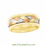 14K Yellow White Rose Gold Tri Color Bridal Hand Woven Band