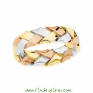 14K Yellow White Rose Gold Tri Color Hand Woven Band