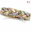 14K Yellow White Rose Gold Tri Color Hand Woven Band