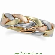 14K Yellow White Rose Gold Tri Color Hand Woven Band