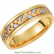 14K Yellow White Rose Gold Tri Color Hand Woven Band