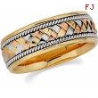 14K Yellow White Rose Gold Tri Color Hand Woven Band