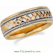 14K Yellow White Rose Gold Tri Color Hand Woven Band