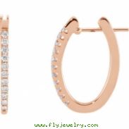 14kt Rose Diamond White 1/3 Pair Polished Hoop Earrings