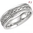 14kt White 8.5 06.75 mm Hand Woven Band