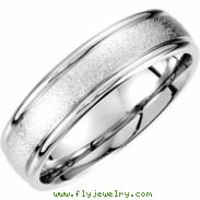 14kt White Band 10.00 06.00 MM Complete No Setting Polished FANCY CARVED BAND