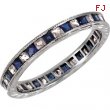 14kt White Band Complete with Stone 07.00 SQUARE 01.60 mm SAPPHIRE AND DIAMOND Polished 1/4CTW ETERN