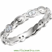 14kt White Band Complete with Stone Diamond I2 07.00 Polished 1/8 CTW Diamond Sculptural Eternity Ba