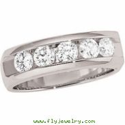14kt White Band Complete with Stone GENTS ROUND 03.70 MM Diamond Polished 1CTW GENTS DIAMOND BAND