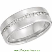 14kt White Band Complete with Stone ROUND 01.70 MM Diamond Polished 3/8CTW DIA ANNIVERSARY BAND