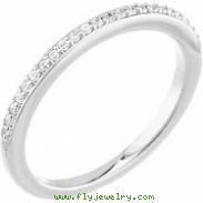 14kt White Band Complete with Stone SI2-SI3 Round 01.10 MM Diamond Polished 1/8 CTW BAND