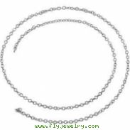 14kt White BULK BY INCH Polished SOLID CABLE CHAIN