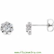 14kt White Complete with Stone Diamond 03.20 mm Pair Polished 3/4 CTW Diamond Earrings
