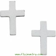 14kt White Earrings Complete No Setting 07.00X05.00 mm Pair Polished Cross Earring with Backs