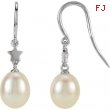 14kt White EARRINGS Complete with Stone NONE DROP 06.50 MM PEARL Polished FRESHWATER CULT PRL EARRIN