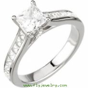 14kt White Engagement Semi-Mount with Head SI2-SI3 Square 06.50X06.50 MM Polished 7/8CTW ENG RING