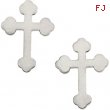14kt White PAIR 11.00X08.00 MM Polished CROSS EARRING WITH BACKS