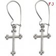 14kt White PAIR 14.00X09.00 MM Polished EARWIRE WITH CROSS