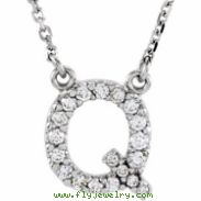 14kt White Q Diamond 0.166666666666667 1/6CTW Diamond Necklace