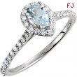 14kt White Ring Complete with Stone NONE Pear 06.00X04.00 MM NONE Polished 3/8CTW DIA & AQUAMARINE R