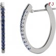14kt White Sapphire Blue Pair Polished Hoop Earrings