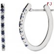 14kt White Sapphire-Diamond Yellow-White 1/5 Pair Polished Hoop Earrings