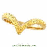 14kt White V SHAPED SHANK W/GROOVE Polished METAL FASHION RING