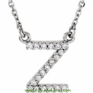 14kt White Z Diamond 0.1 1/10CTW Diamond Necklace