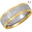 14kt White/Yellow Band 04.50 07.00 MM Complete No Setting Polished TWO TONE COMFORT FIT BAND(YWY)