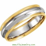 14kt White/Yellow SIZE 05.50 Polished TT COMFORT FIT MILGRAIN BAND