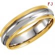 14kt White/Yellow SIZE 06.00 Polished TT COMFORT FIT MILGRAIN BAND