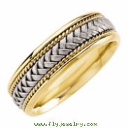 14kt White/Yellow SIZE 07.50 Polished TT COMFORT FIT BAND