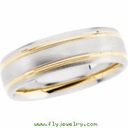 14kt White/Yellow SIZE 09.00 Polished TWO TONE WEDDING BAND