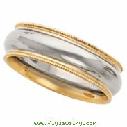 14kt White/Yellow SIZE 10.00 Polished TT COMFORT FIT MILGRAIN BAND