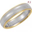 14kt White/Yellow SIZE 13.00 Polished TWO TONE COMFORT FIT BAND