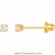 14kt Yellow 03.00 MM Polished INVERNESS CUBIC ZIRCONIA