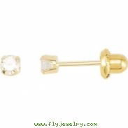 14kt Yellow 03.00 MM Polished INVERNESS CUBIC ZIRCONIA PIERC